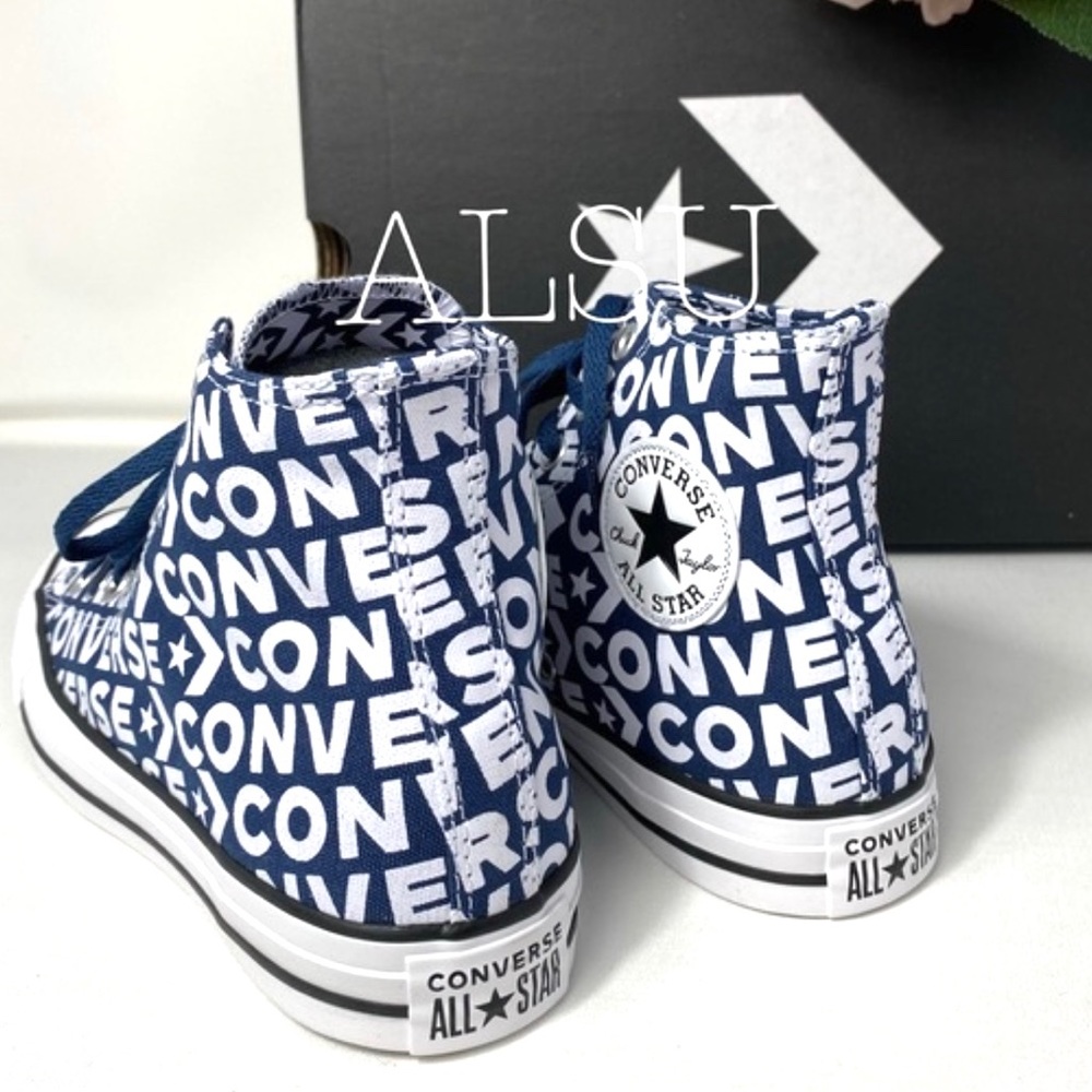 Converse Ctas Logo Navy Canvas High Top Men’s - Picture 3 of 8